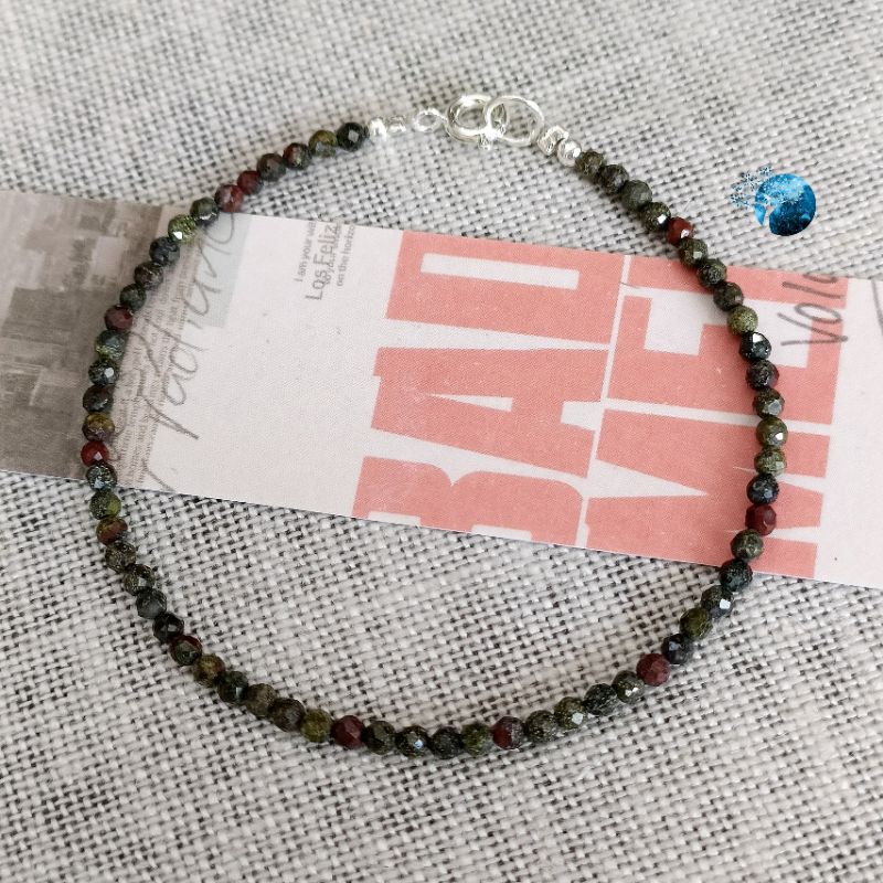 Vòng tay đá dragon blood jasper cắt giác 1.5mm