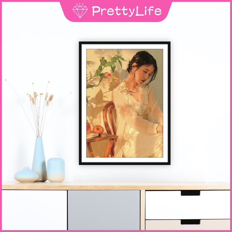 Bộ Tranh Đính Đá 5D Tự Làm Hình Ca Sĩ Hàn Quốc IU 30x40cm / 40x50cm