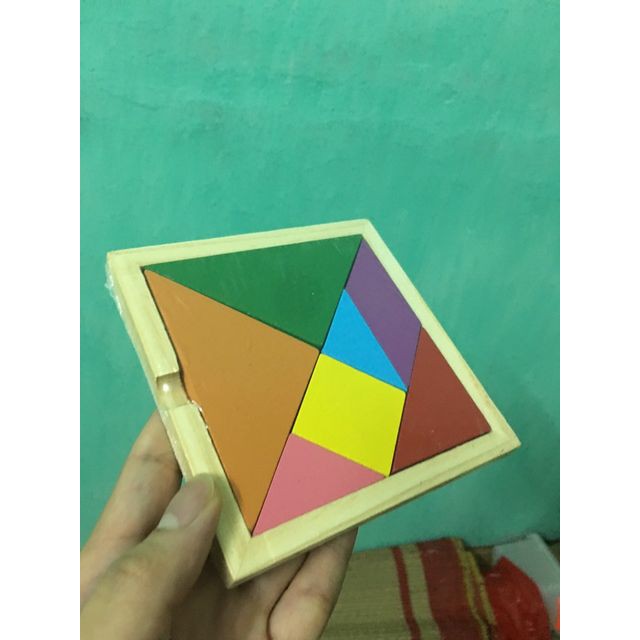 Trí Uẩn Tangram Bộ Ghép 7 Hình Bằng Gỗ Cho Bé 11.5*11.5cm - Đồ Chơi Hình Học Cho Bé