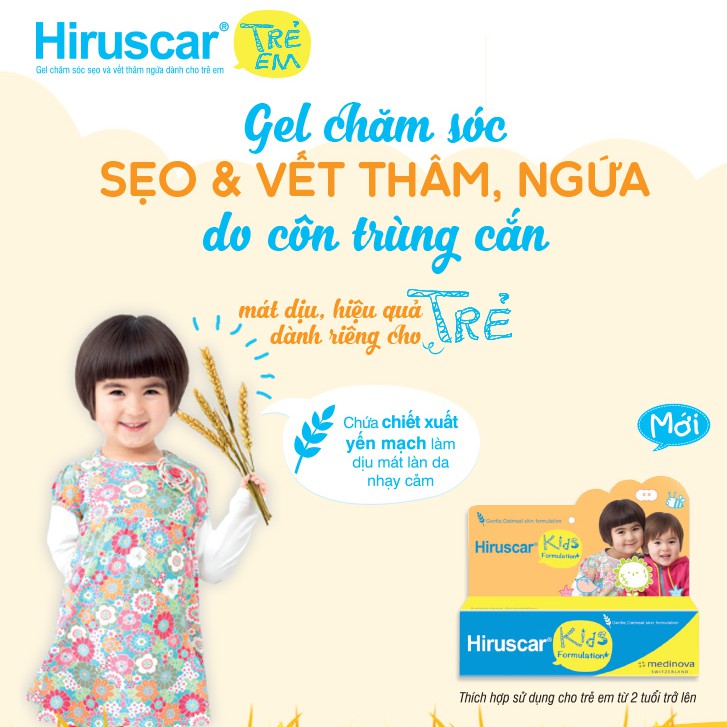 Gel Giảm Sẹo, Giảm Ngứa Do Côn Trùng Cắn Cho Bé Hiruscar Kids (Tuyp 10g)