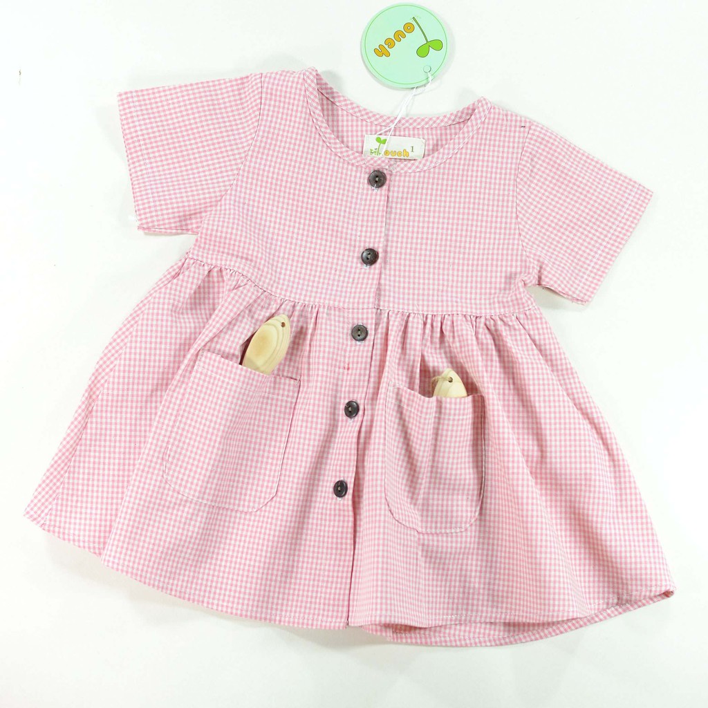 Đầm babydoll caro hồng