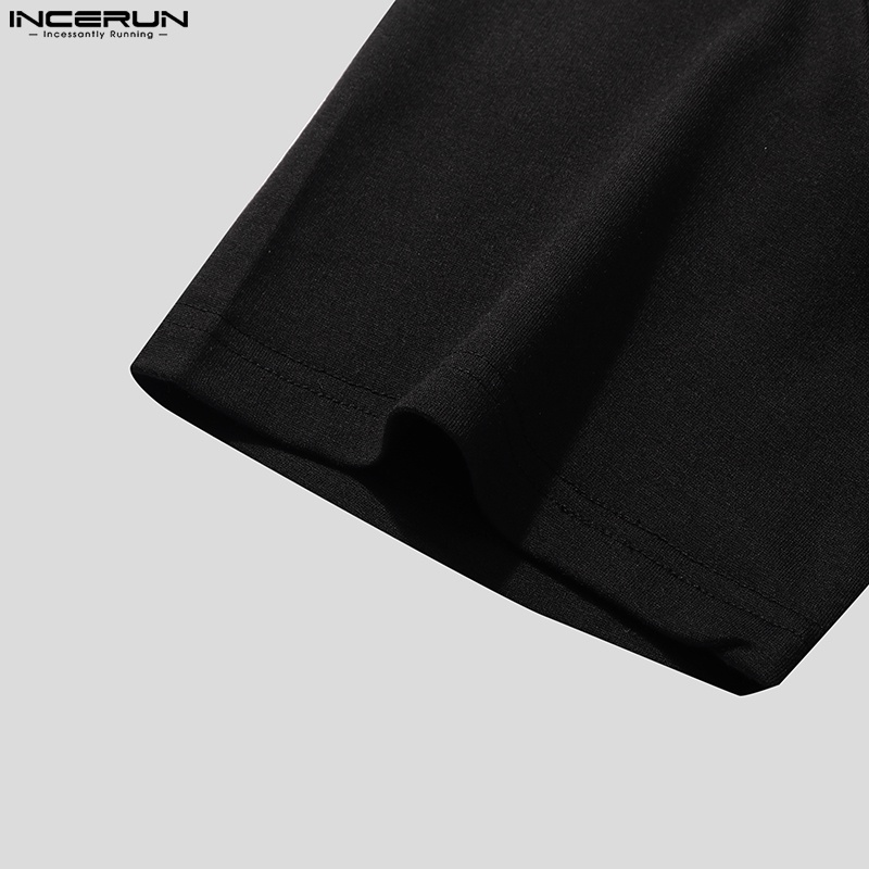 Áo thun INCERUN tay ngắn cổ tròn mềm mại thời trang cá tính cho nam