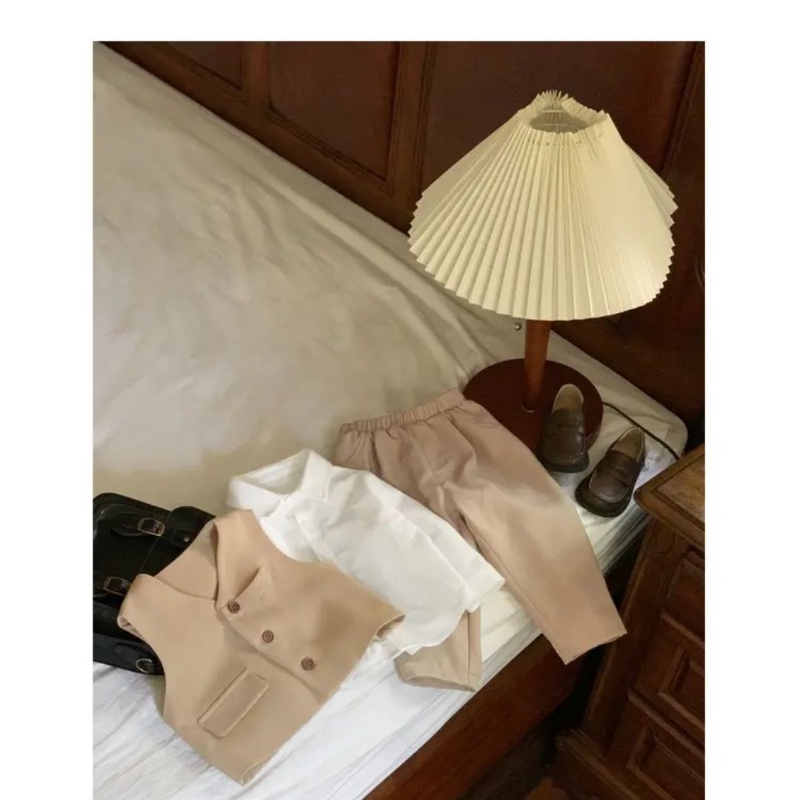 Bộ Áo Sơ Mi + Áo Vest + Quần Dài Thời Trang Hàn Quốc Mới 2022 Cho Bé Trai