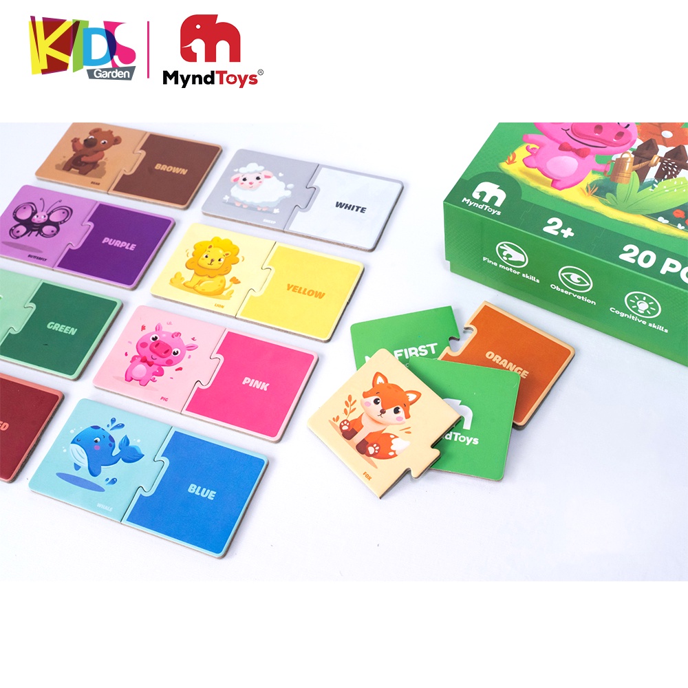 Đồ chơi xếp hình cho bé bộ ghép hình MYNDTOYS  20 mảnh với chủ đề động vật cho trẻ từ 2 tuổi MT01-MFAnimals KIDSGARDEN