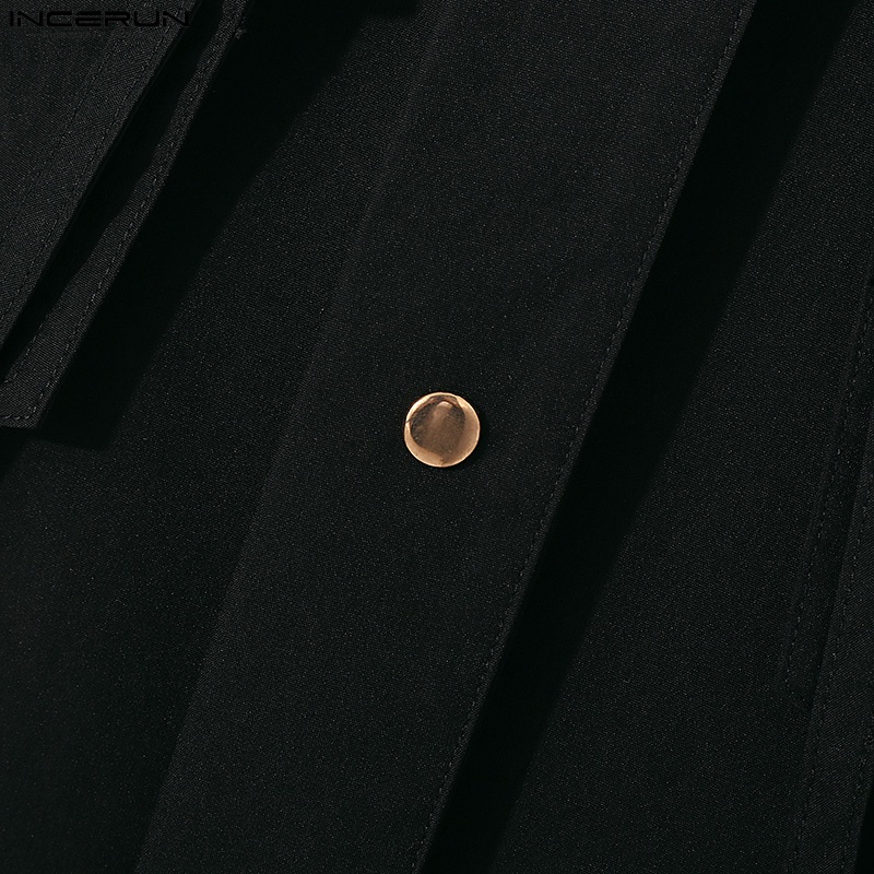 Áo sơ mi INCERUN nam dài tay cài nút độc đáo kích thước S-5XL