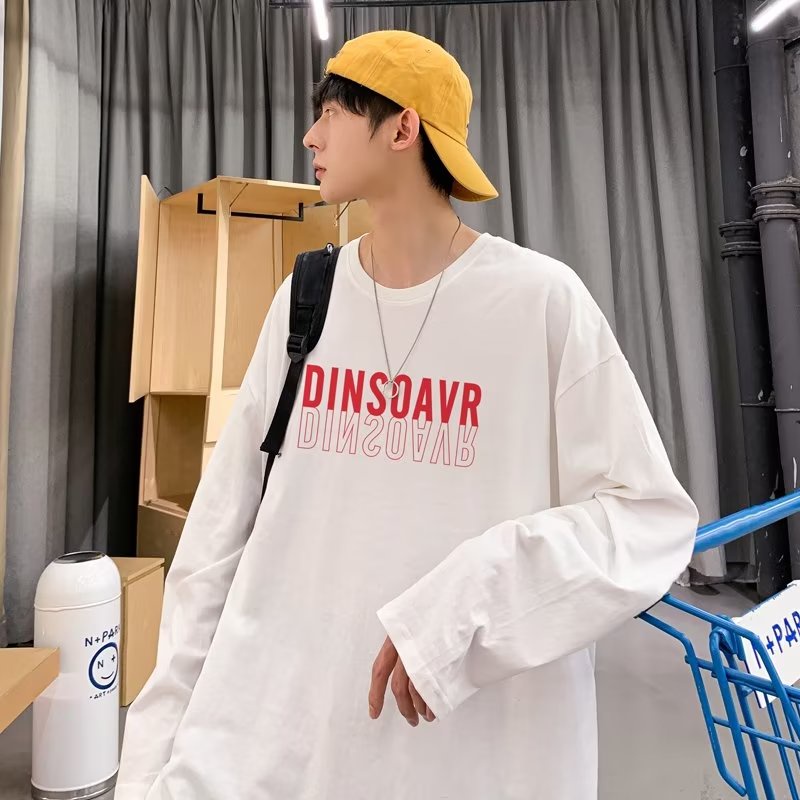 Áo Thun Tay Dài Dáng Rộng In Chữ Phong Cách Hip Hop Đường Phố Hàn Quốc Thời Trang Cho Nam Và Nữ size M-5XL
