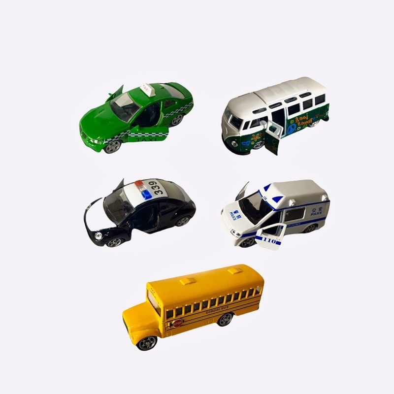 SET 4 Ô TÔ MÔ HÌNH MỞ  CÁNH TỔNG HỢP BẰNG SẮT XE CẢNH SÁT/ XE TAXI/ XE ĐUA/CỨU HỎA/ MC QUEEN