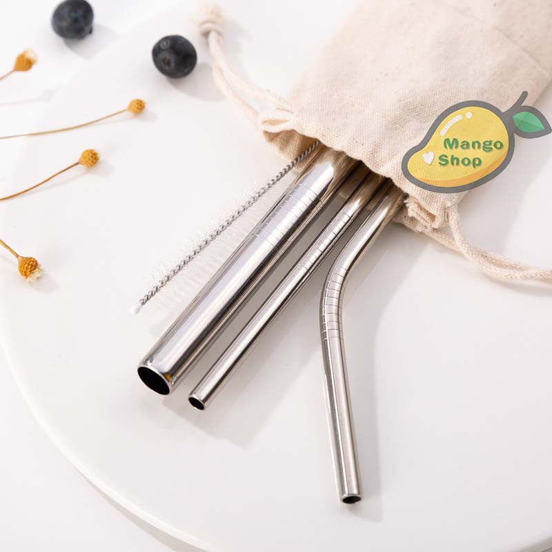 Ống hút nước trà sữa innox 304 tái chế sử dụng an toàn môi trường