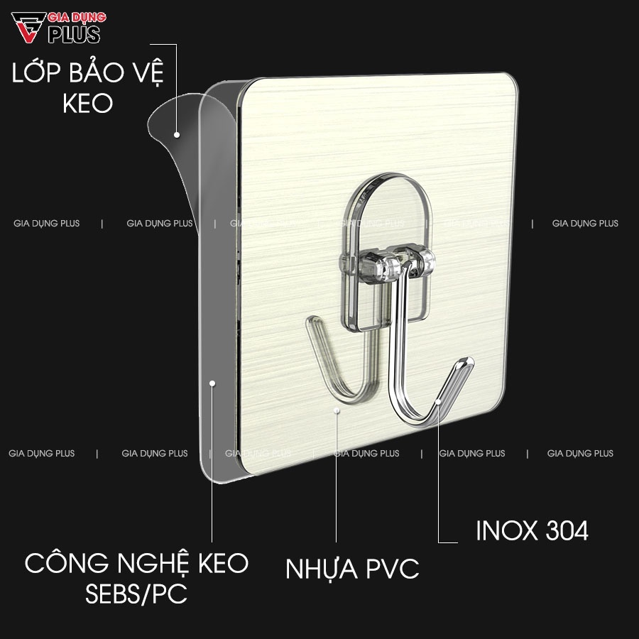 Móc dán tường chịu lực 8KG ShuangQing - Móc treo đồ đa năng siêu dính inox 304 không gỉ (LZ-0120)