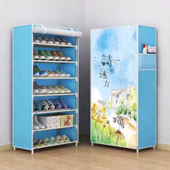 Tủ Để Giầy Tủ Giầy Vải 8 Tầng 7 Ngăn Khung Thép Đa Năng