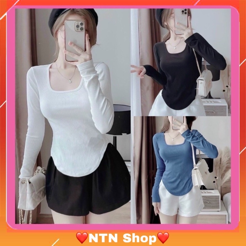 áo cổ vuông tay dài Lai Bầu body NTN (ap)