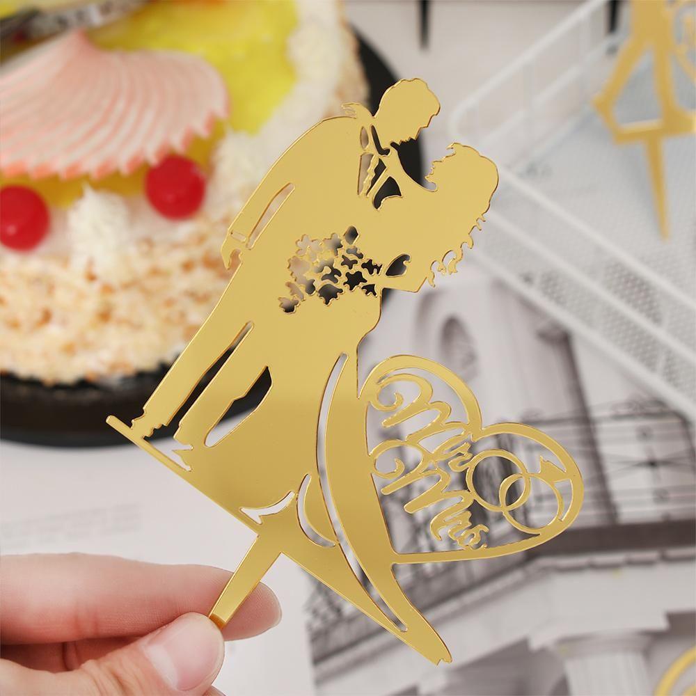 Bánh Topper KENT1 Màu Đen|Phụ Kiện Trang Trí Đám Cưới Hình Cô Dâu Chú Rể Mr Mrs