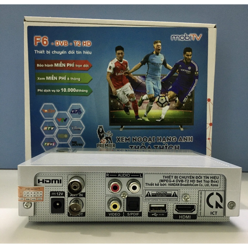 Đầu Thu Dvb t2  Mobi F6  kèm anten+dây 15m xem hơn 100 kênh miễn phí