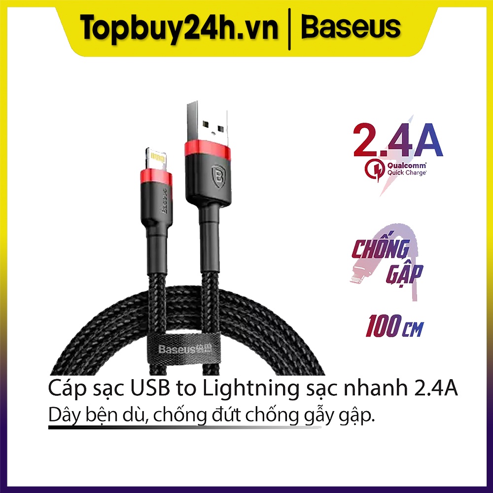 Cáp sạc nhanh và truyền dữ liệu Baseus Cafule dành cho các dòng i-/Phon/i-Pad sợi nylon siêu bền dài 1M/2M/3M chính hãng