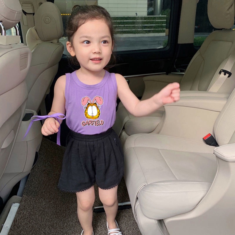 Áo sát nách vải Cotton mỏng in hoạt hình dễ thương cho bé