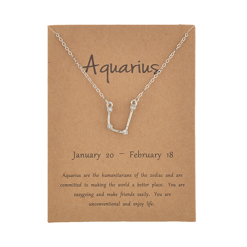 Zodiac Constellation Diamond-Set Alloy Color Preservation Pendant Necklace