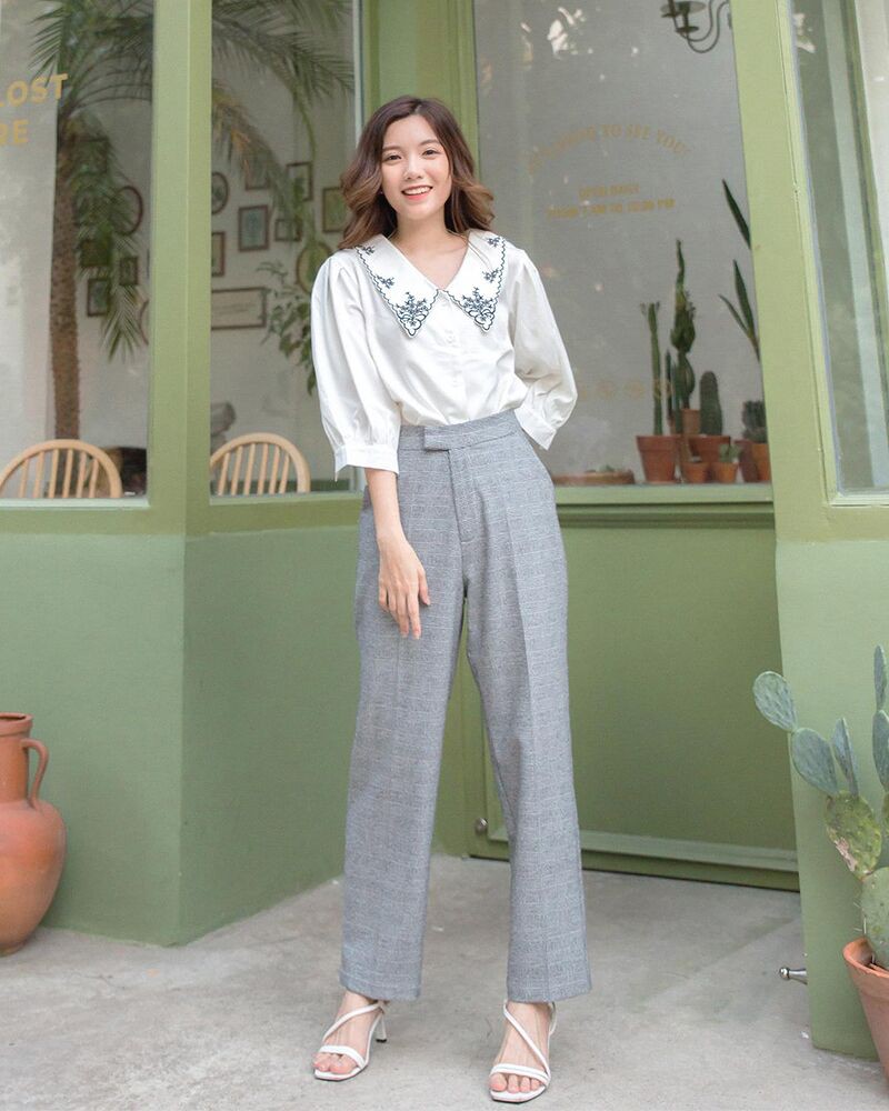 Quần tây lưng thêu (Xám / Đen) - GM06