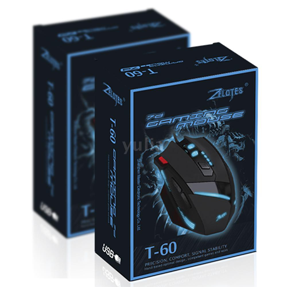Chuột quang Gaming ZELOTES T-60 7200dpi có dây , đầu cắm USB cho máy tính