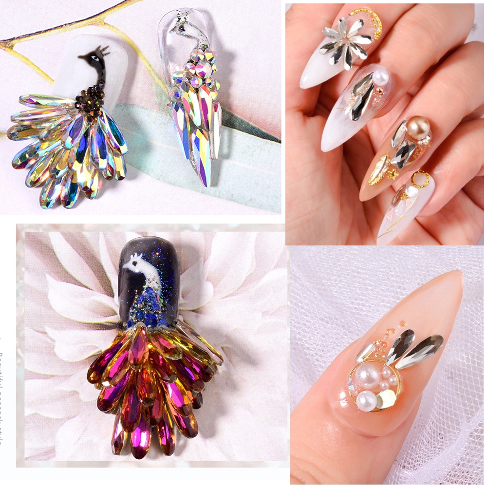 [Hàng mới về] Đá đính móng tay 3d phong cách nghệ thuật