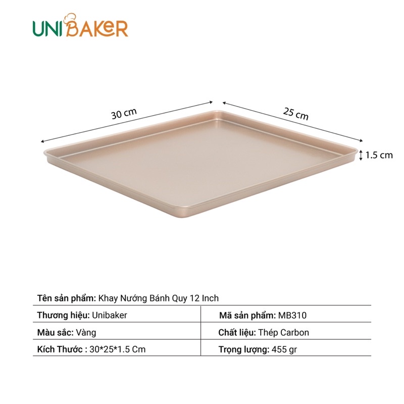 Khay nướng chữ nhật thành thấp Unibaker 30x25cm