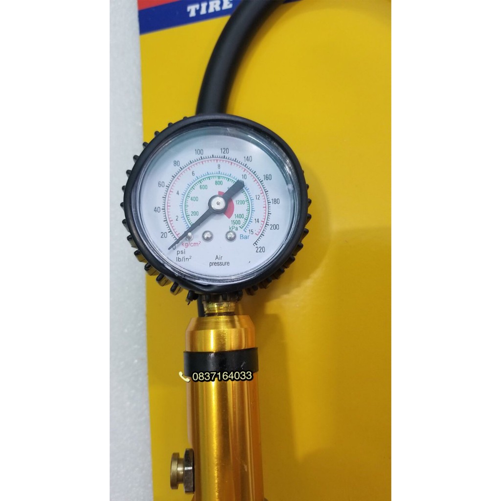 Tay Bơm Lốp Xe Ô Tô, Xe Máy Có Đồng Hồ Đo Áp Suất Có Nút Xả Khí Hàng Luxtop