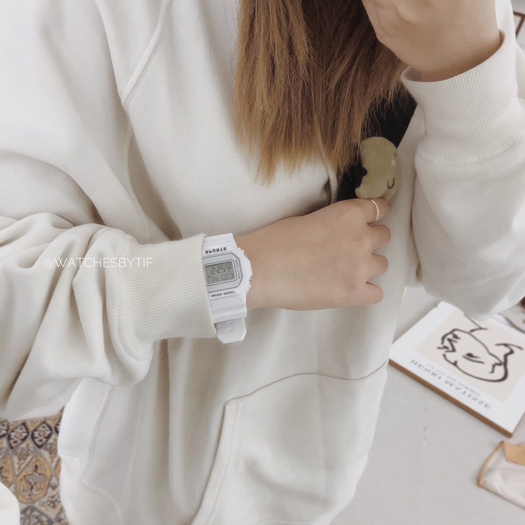 [KÈM VIDEO] Đồng hồ unisex thể thao CHUBBIE điện tử màu trắng - chống nước cao ✨