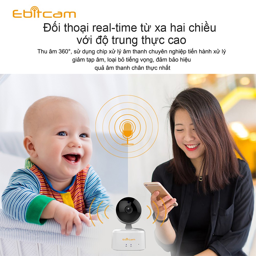 Camera IP WIFI 1MP EBITCAM E2 Xoay 4 Chiều Chính Hãng