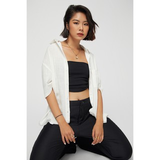 Áo Sơ mi Linen Phom Rộng trắng nữ BLMDE