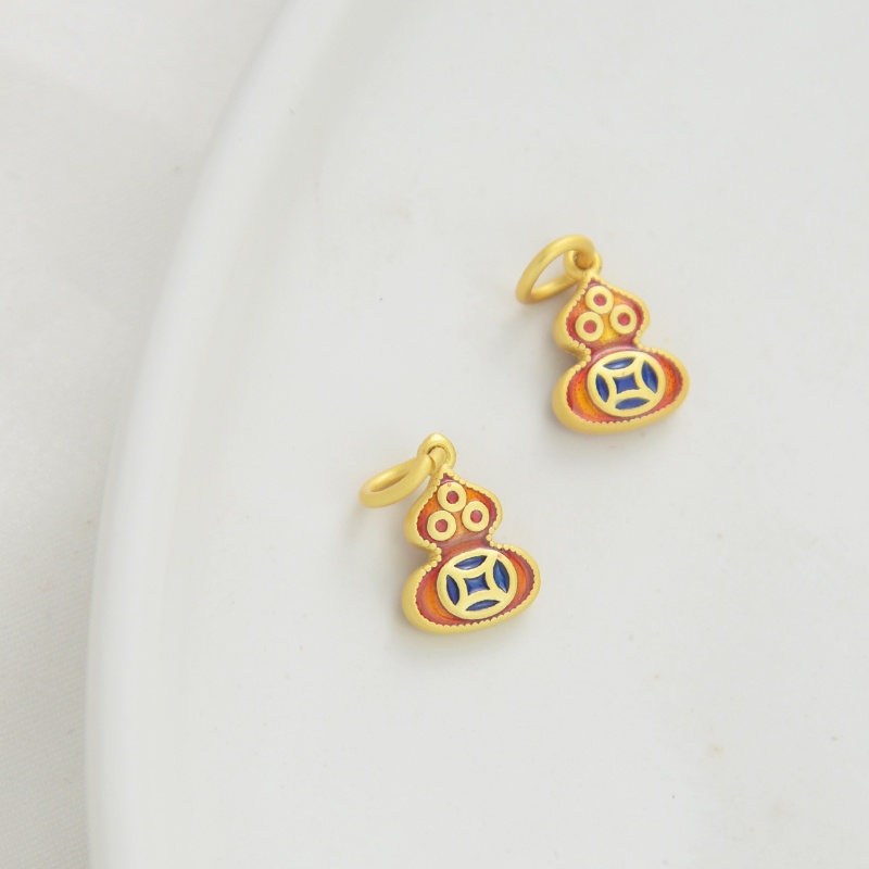 Phụ Kiện Mặt Dây Chuyền Hình Hồ Lô Màu Vàng Phong Cách Cổ Điển diy