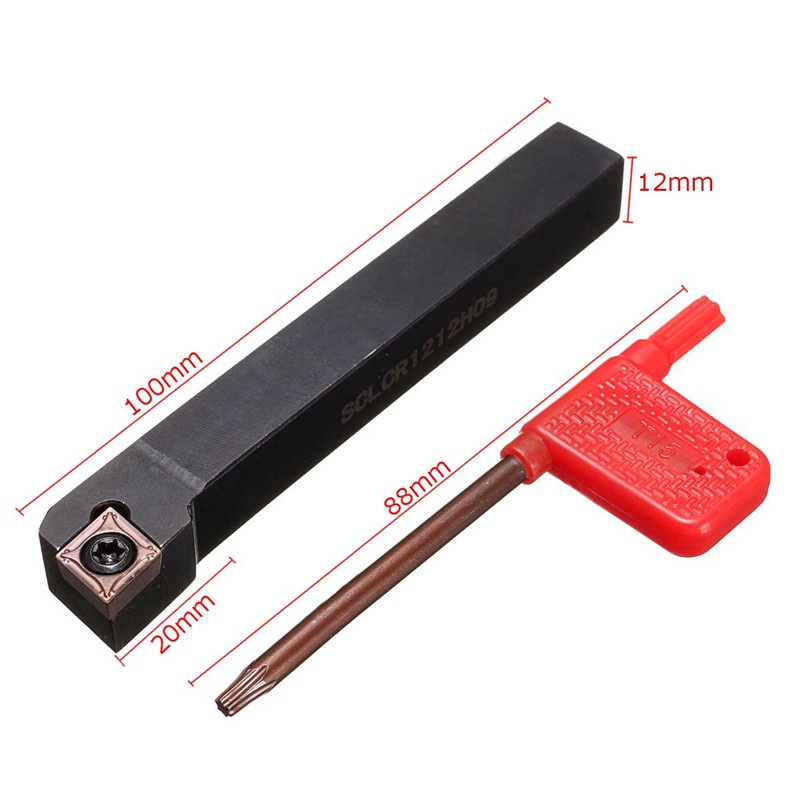 Giá Đỡ Máy Tiện SCLCR1212H09 Kèm 10 Lưỡi Chèn CCMT09T304-PM CNC 100mm