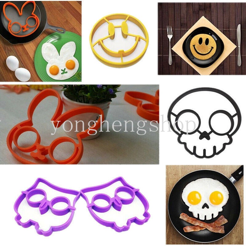 Khuôn Chiên Trứng / Làm Bánh Pancake Bằng Silicone Chống Dính Có Tay Cầm DIY