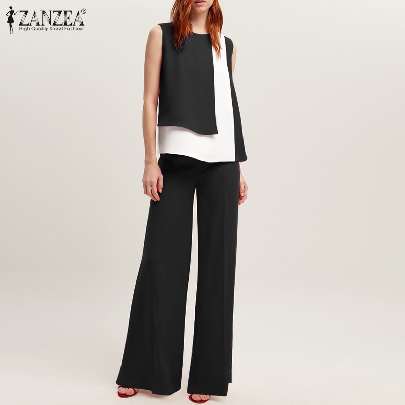 Set đồ 2 mảnh Zanzea gồm áo không tay và quần dài ống rộng thời trang nữ tính