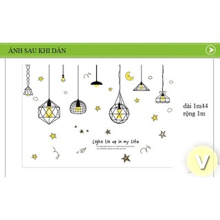 Decal dán tường Đèn trăng vàng