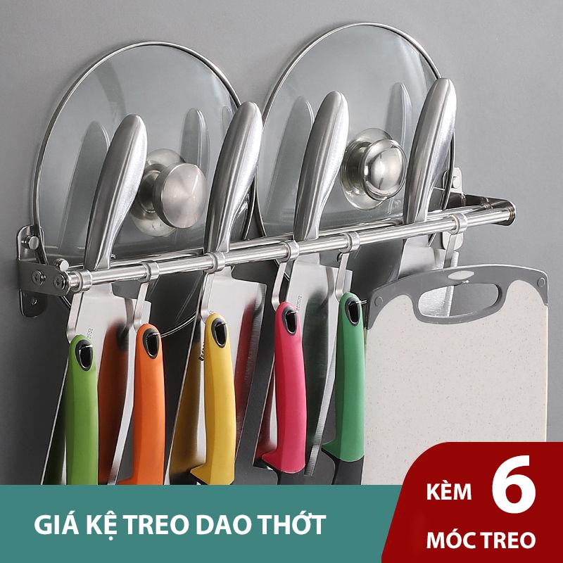 Giá treo gài dao thớt INOX cao cấp VANDO tiện lợi kệ để dụng cụ nhà bếp đa năng