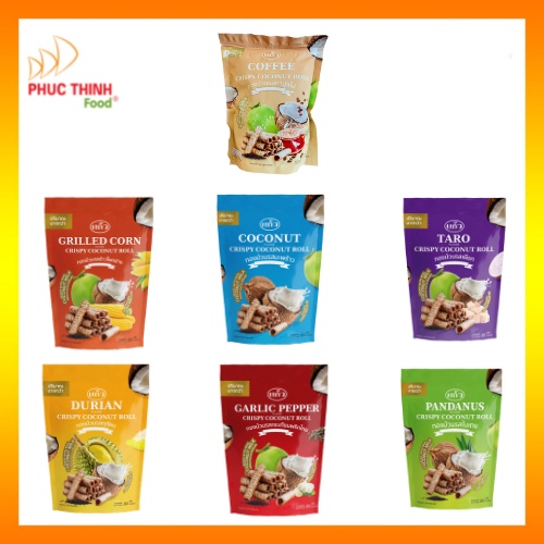 Bánh Kẹo Ăn Vặt Cuộn Dừa Thái Lan Kaew Đủ Vị (Full 7 Vị)