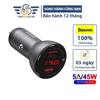 Tẩu sạc nhanh Baseus 45W bằng kim loại hai cổng USB 4.0 3.0 cho iPhone Xiaomi Oppo Vivo