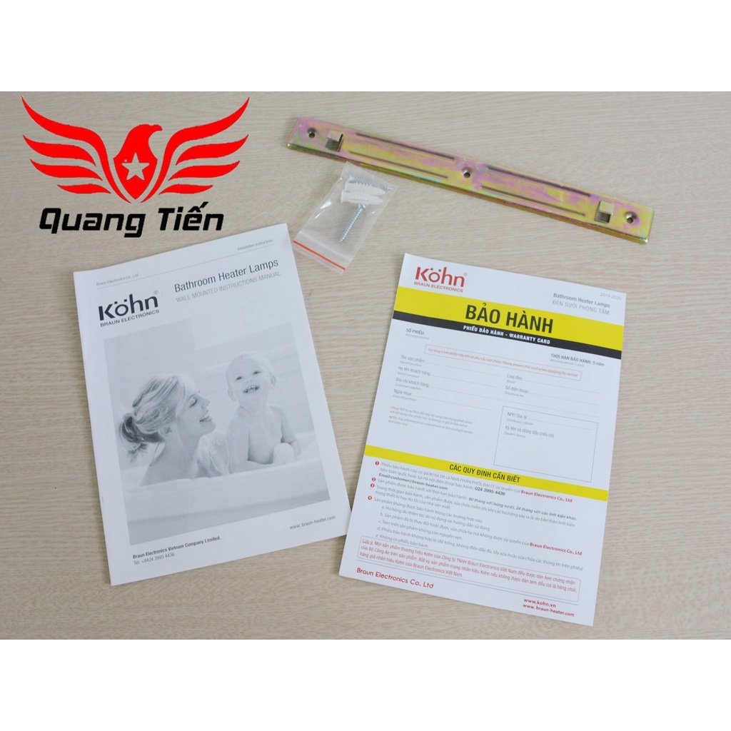 Đèn sưởi nhà tắm 2 bóng Braun Kohn KN02G 550W