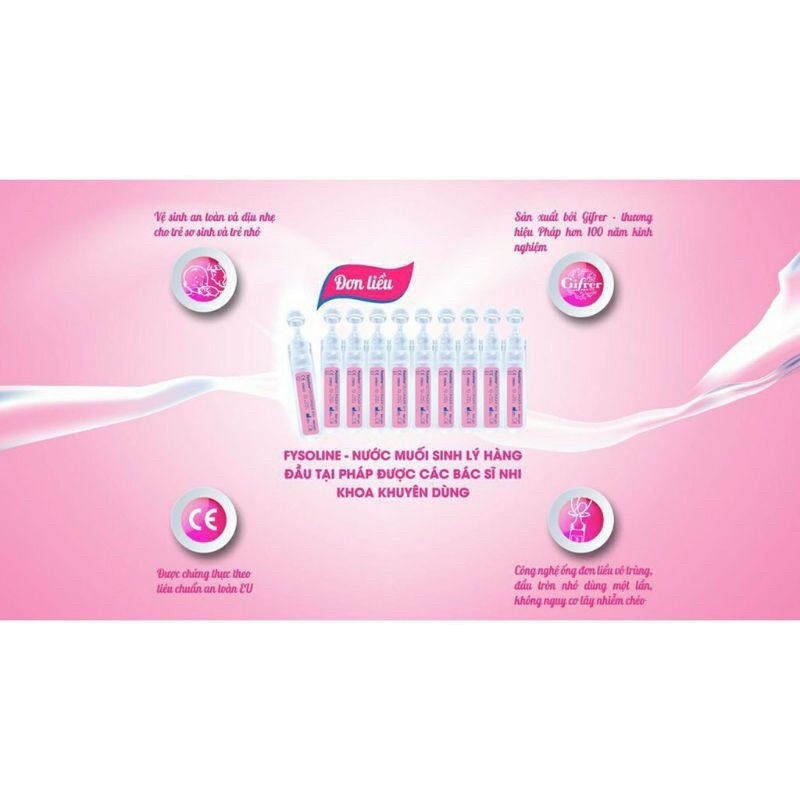 Fysoline Hồng - Fysoline isotonic ống 5ml  - Nước muối biển sâu sinh lý nhỏ mắt mũi của Pháp.