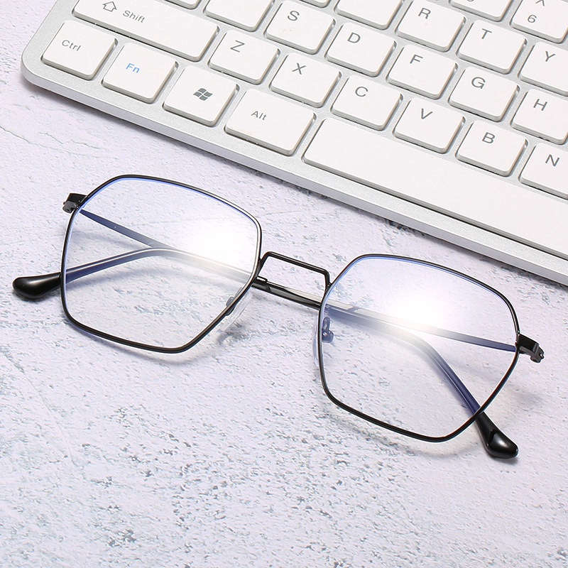 Thời trang chống ánh sáng xanh kính cận thị chống bức xạ kính cận thị nam và nữ gọng kính lớn gọng kim loại độ【-50°to-600°】