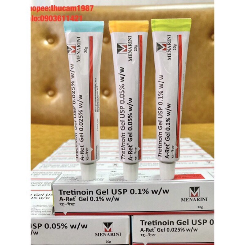 ⛔Tretinoin Aret gel 0.1% 0.05% 0.025% ngăn lão hóa, mụn (20g) - A ret tretinol