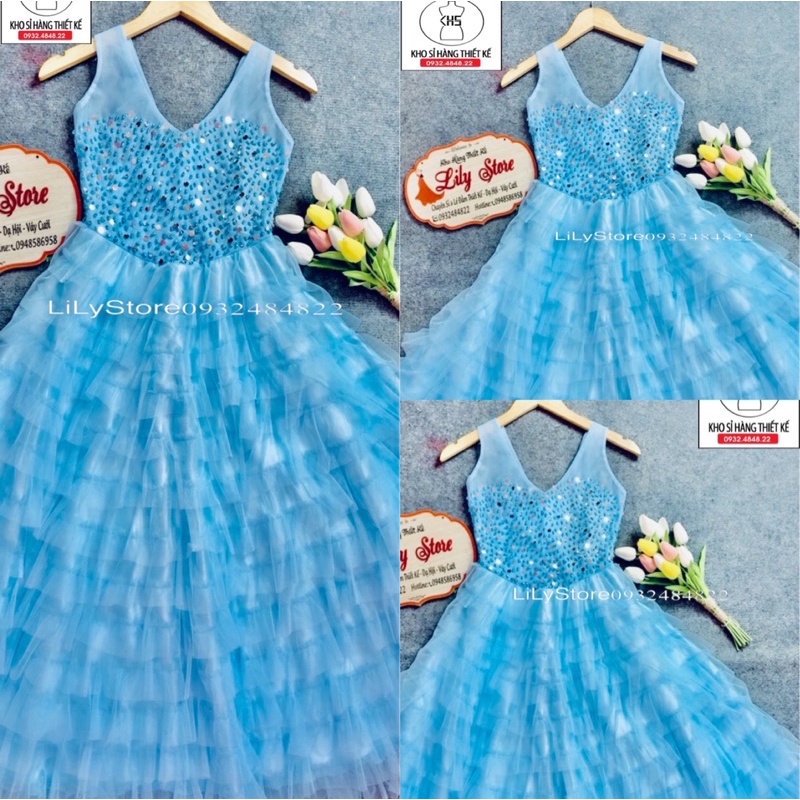 ĐẦM XOÈ MẶC CƯỚI -DỰ TIỆC CÔNG CHÚA TẦNG FULL SIYE S/M/L/XL
