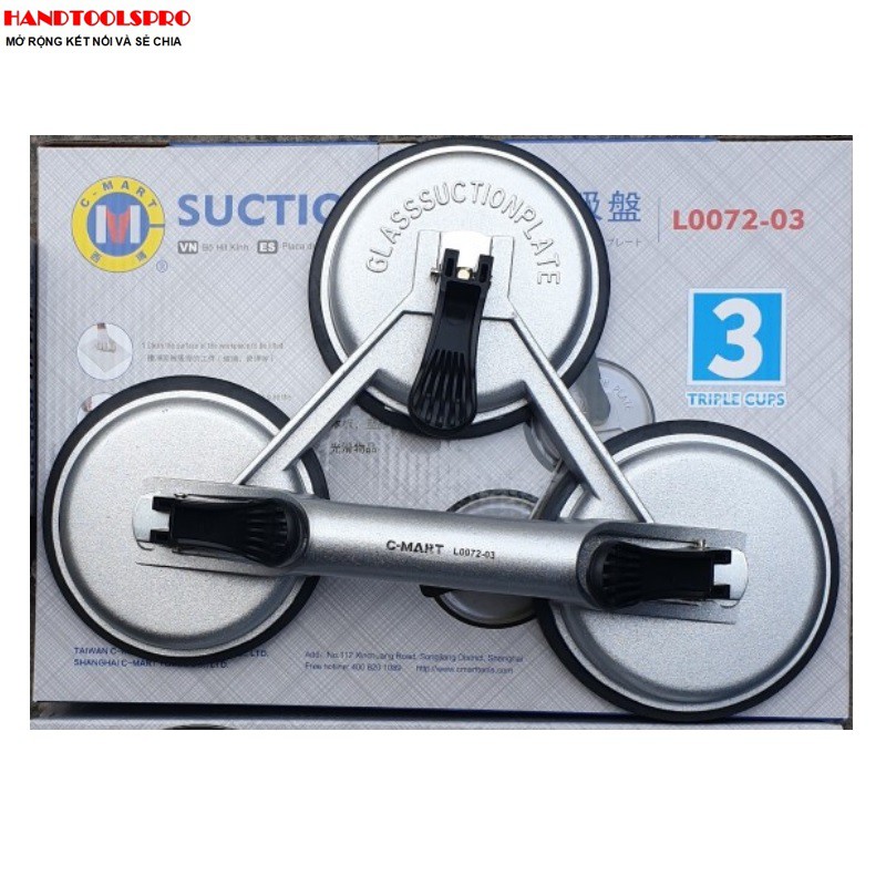 150kg Tay hít kính 3 chấu C-MART L0072-03 ( Tay cầm Hợp Kim Nhôm)