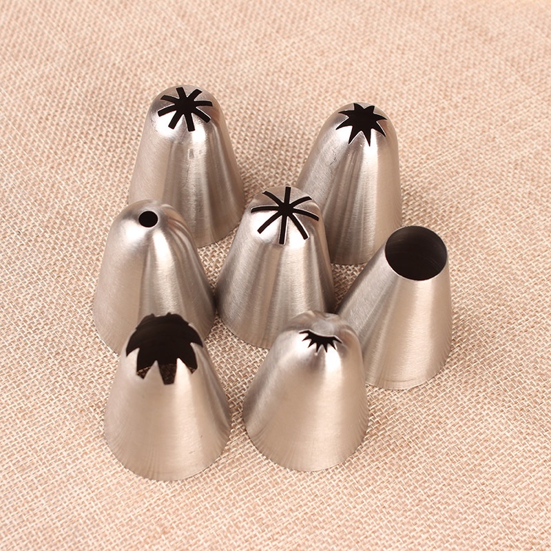 Set 7 Đuôi Bắt Bông Kem Trang Trí Bánh Bằng Thép Không Gỉ Tiện Dụng