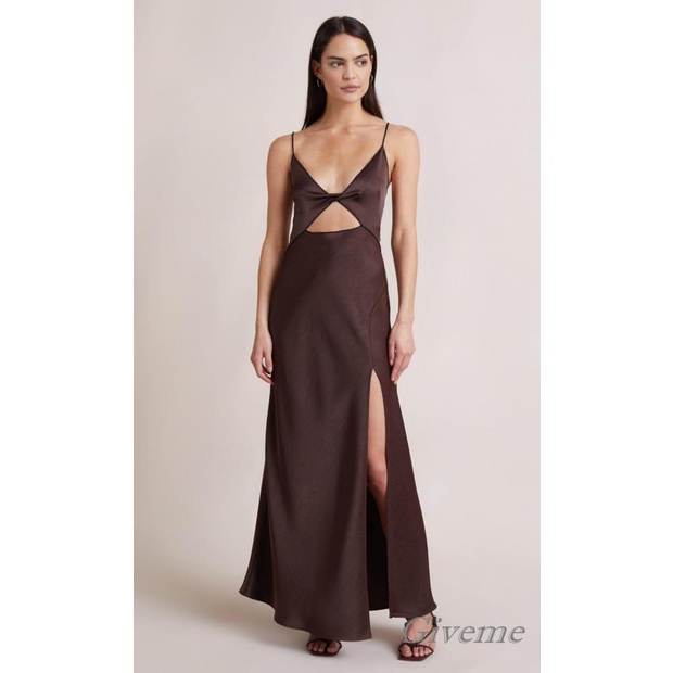 Givenme Đầm Nữ Hai Dây Cổ Chữ V Xẻ Sâu Gợi Cảm