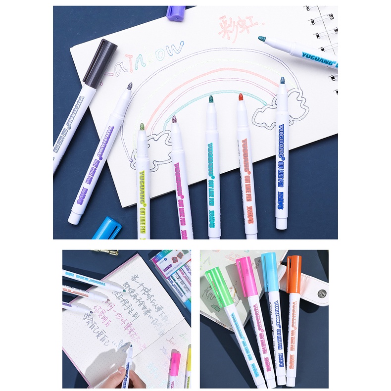 Bút nhũ metallic nhiều màu, bút kim tuyến nhiều màu cao cấp, nét đi mực tạo viền