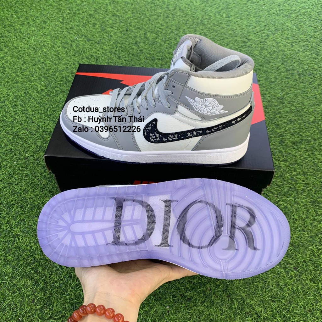 Giầy n,ike jordan cổ cao xám x d.ior chuẩn 1:1 chất lượng (full phụ kiện + free ship) | BigBuy360 - bigbuy360.vn
