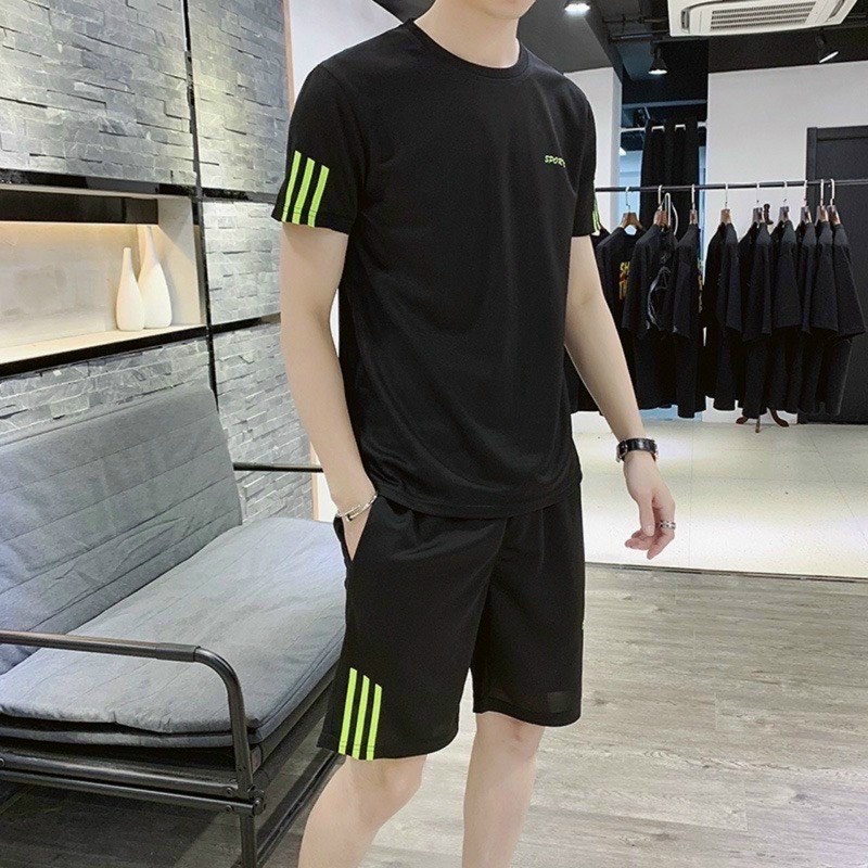 Sét Bộ Shorrt Sọc Nam Chất Mè Thái Form Dưới 70kg Mát Mẻ TTVV0055