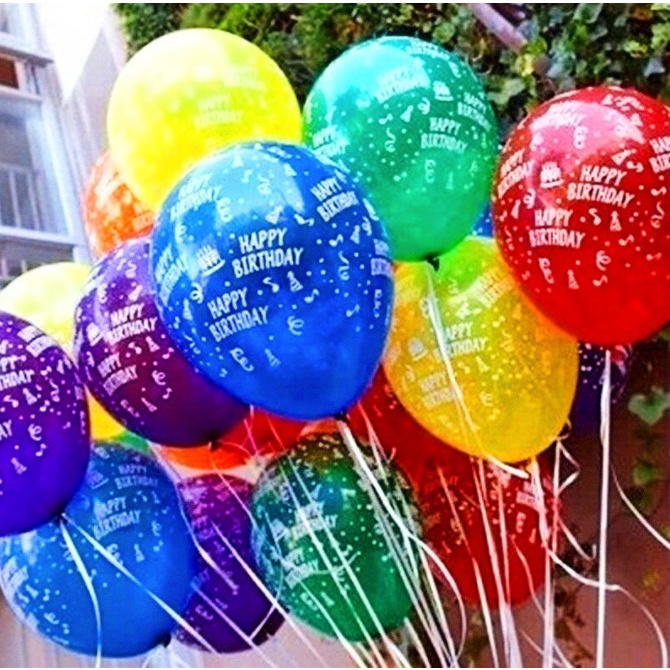 Bong Bóng Tròn Trong Suốt , In Happy Birthday Ngôi Sao Chấm Bi , Bong bóng Trang trí Sinh Nhật Tiệc Cướ Sự Kiện Ngày Lễ