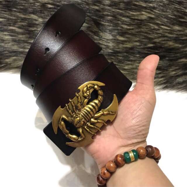 Dây nịt nam da bò đầu đồng 3.7cm
