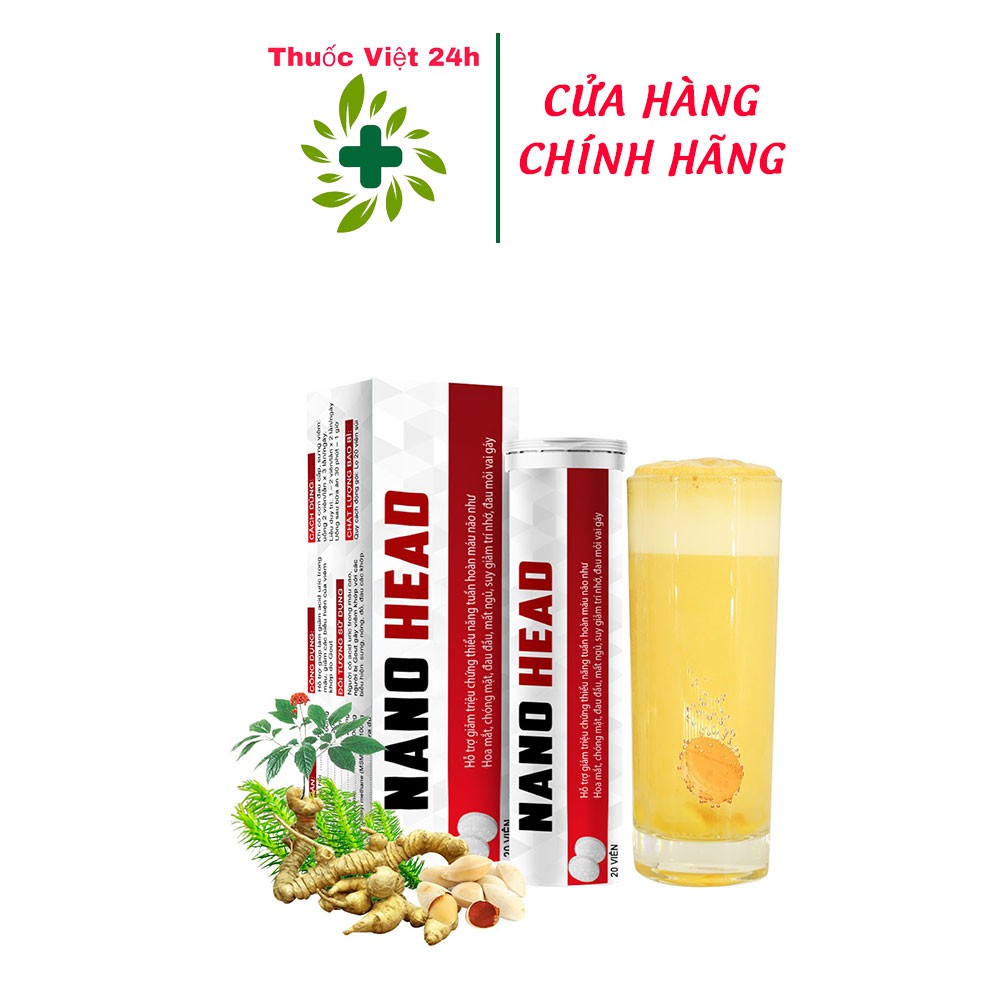Viên Sủi Nano Head hỗ trợ giảm triệu chứng thiểu năng tuần hoàn não như: Hoa mắt, chóng mặt, đau đầu